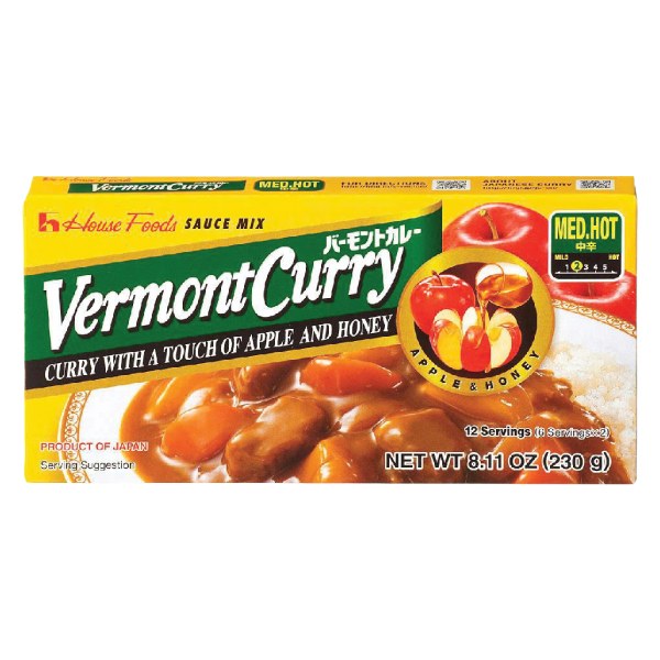 Viên Xốt Cà Ri Vermont Cay Vừa Hộp 230G
