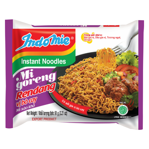 Mì Goreng Rendang Bò Cay Gói 91G