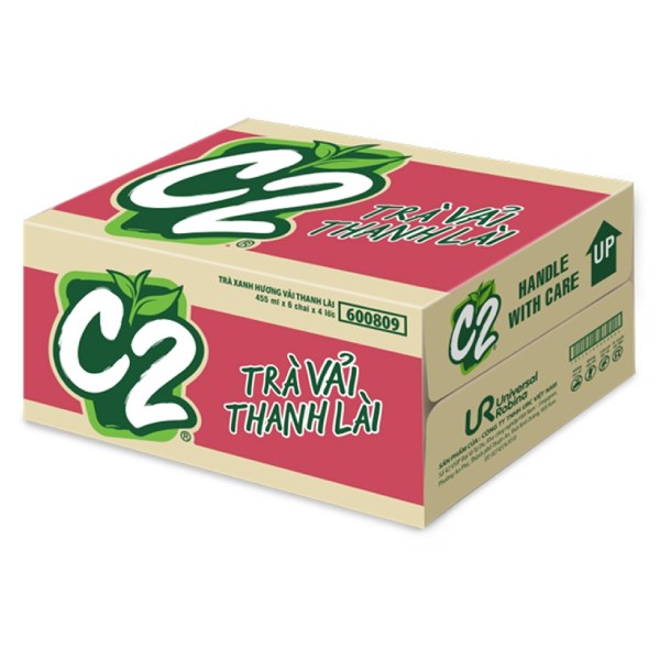 Trà Xanh C2 Hương Vải Thanh Lài Thùng 24 Chai 455Ml
