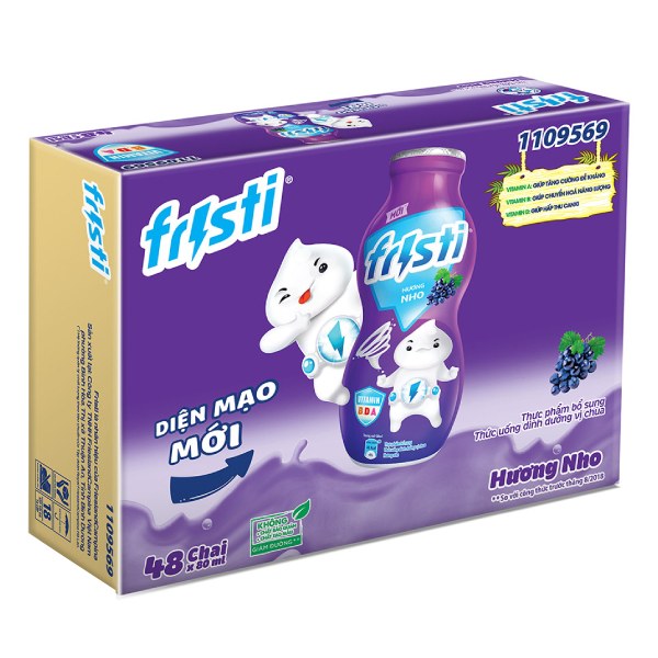 Thùng 8 Lốc 6 Sữa Chua Uống Tiệt Trùng Fristi Nho Chai 80Ml