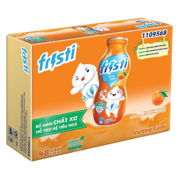 Thùng 8 Lốc 6 Sữa Chua Uống Tiệt Trùng Fristi Cam Chai 80Ml