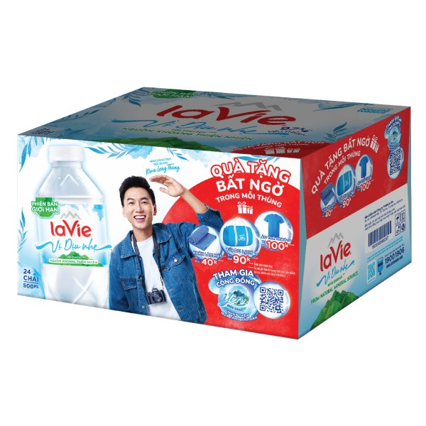 Nước Khoáng Lavie Dịu Nhẹ Thùng 24 Chai 500Ml