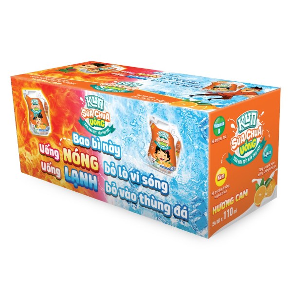 Sữa Chua Uống Kun Cam Thùng 24 Túi 110Ml
