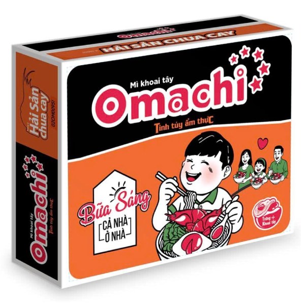 Mì Omachi Hải Sản Chua Cay Thùng 30 Gói 80G