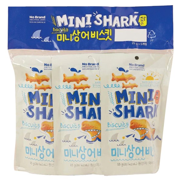Lô 5 Bánh Quy Mini Hình Cá Mập No Brand Gói 25G