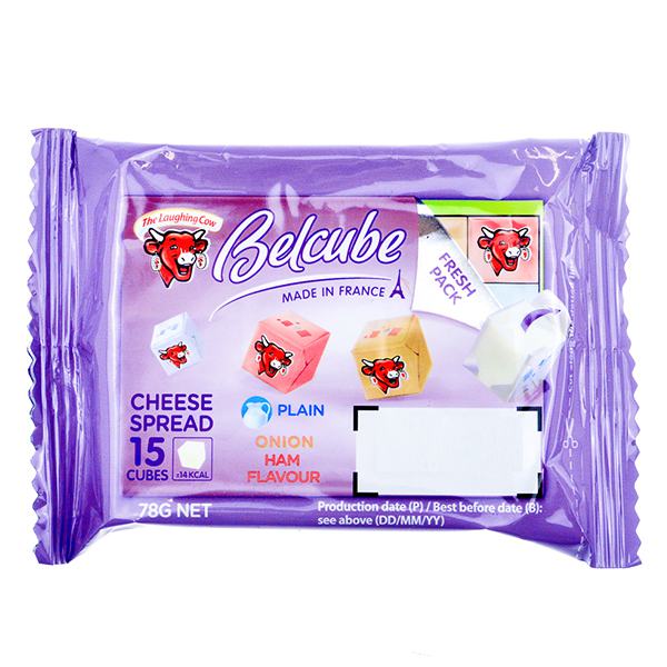 Phô Mai Vuông Con Bò Cười Belcube Vị Truyền Thống, Hành và Thịt Xông Khói 78G