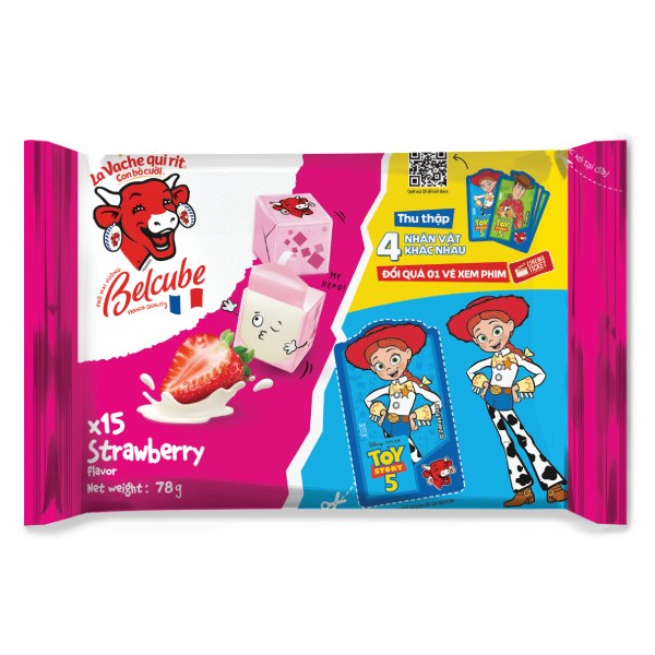 Phô Mai Vuông Con Bò Cười Belcube Vị Dâu 78G