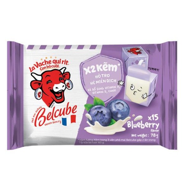 Phô Mai Vuông Con Bò Cười Belcube Vị Việt Quất 78G