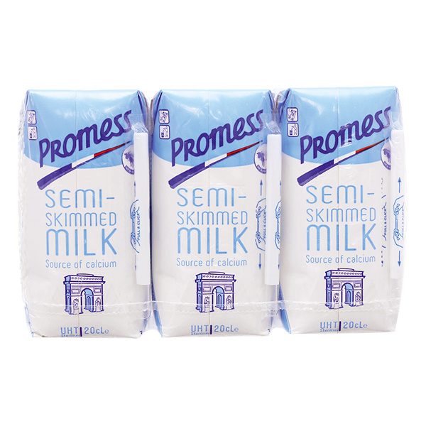 Lốc 3 Sữa Tươi Tiệt Trùng Promess Ít Béo 200Ml