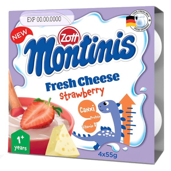 (Only Emartmall) Lốc 4 Phô Mai Tươi Zott Montinis Vị Dâu 55G