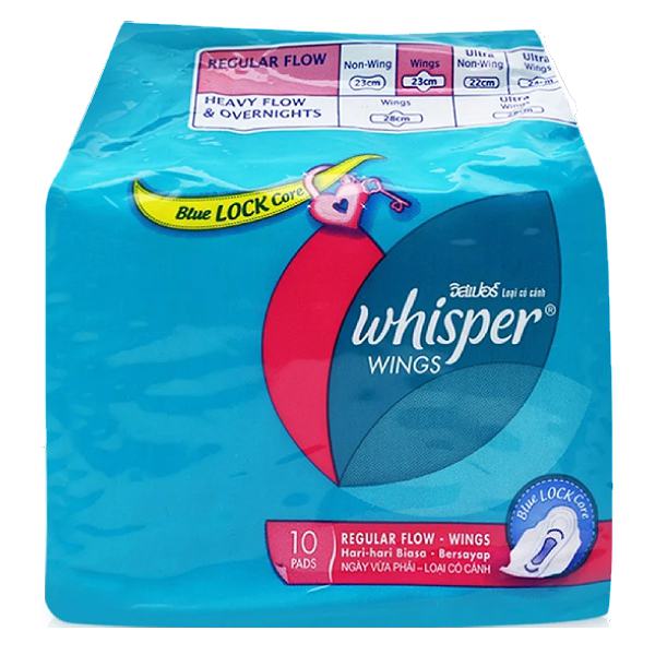 Băng Vệ Sinh Whisper Cánh Thường Gói 10 Miếng