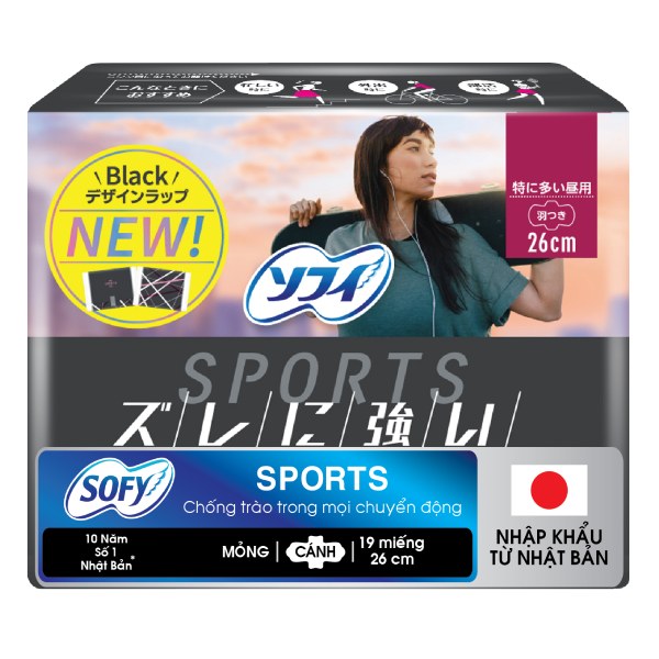 Băng Vệ Sinh Sofy Sports Cánh 19 Miếng 26Cm