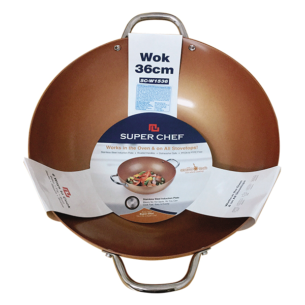 Chảo Xào 2 Quai Tráng Men Đáy Từ Super Chef 36Cm