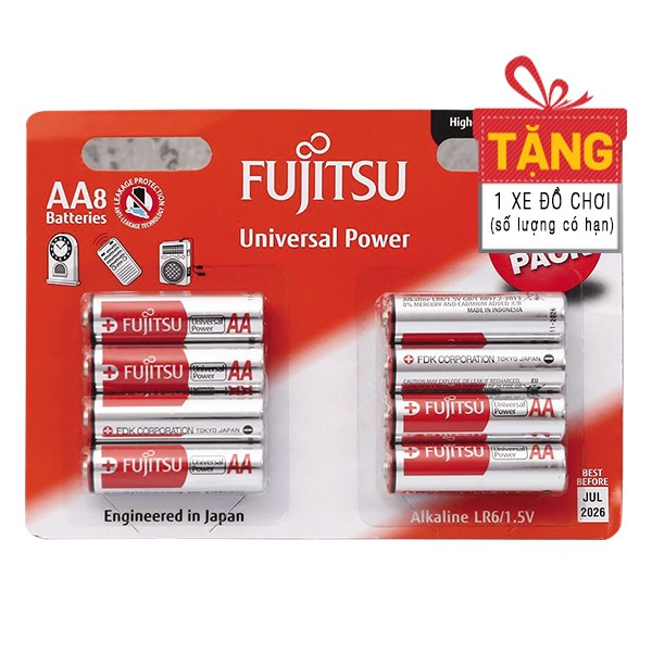 Vỉ 8 Pin AA Fujitsu Alkaline