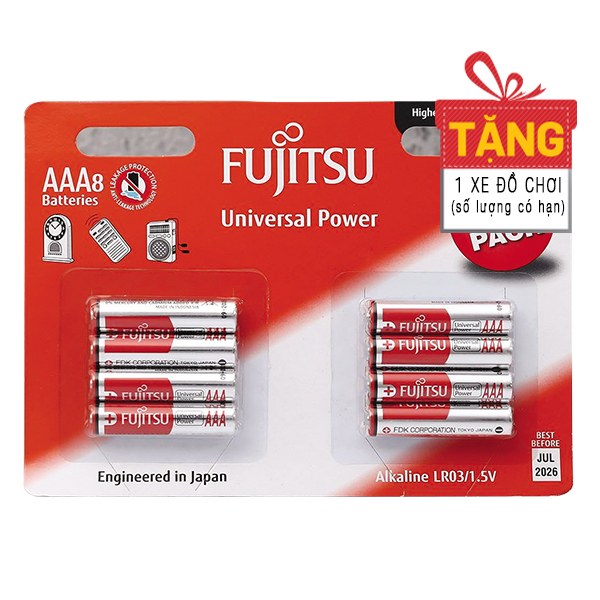 Vỉ 8 Pin AAA Fujitsu Alkaline