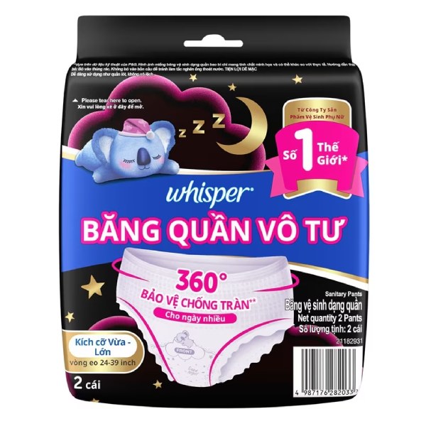 Băng Vệ Sinh Quần Whisper Vô Tư M-L 2 Miếng