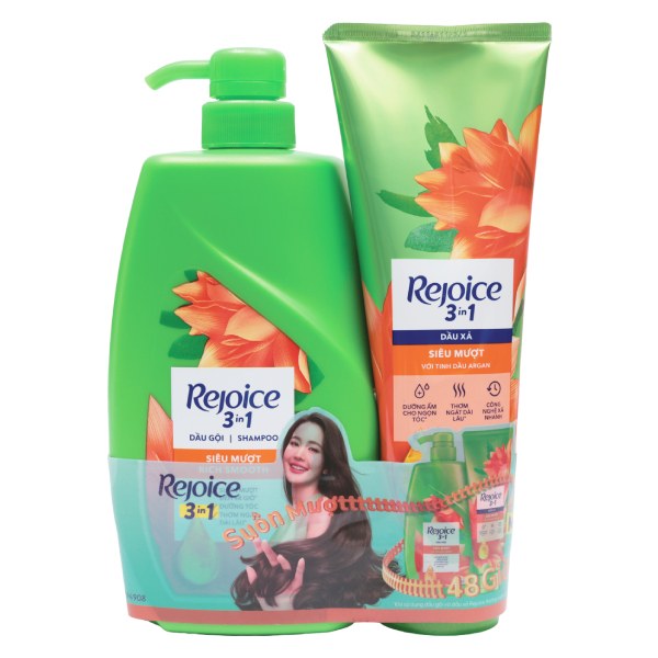 Combo Dầu Gội Rejoice Siêu Mượt 900Ml Và Dầu Xả 300Ml