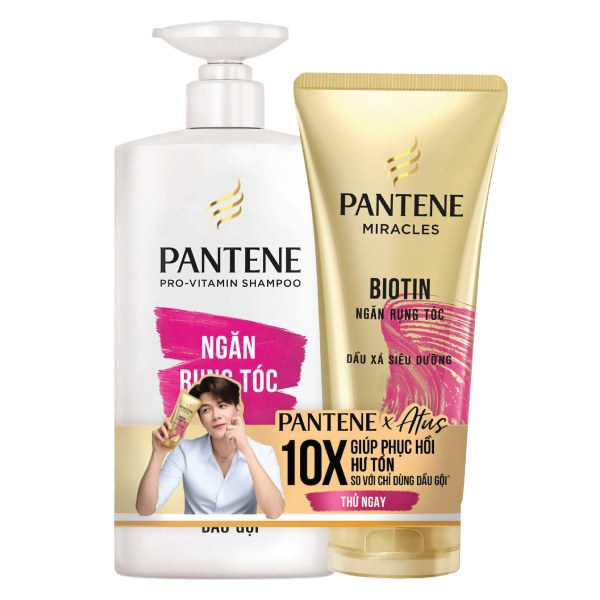 Combo Dầu Gội Pantene Ngăn Rụng Tóc 900Ml + Dầu Xả 150Ml