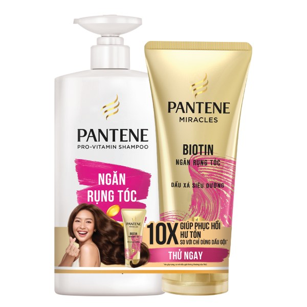 Combo Dầu Gội Pantene Ngăn Rụng Tóc 900Ml + Dầu Xả 150Ml