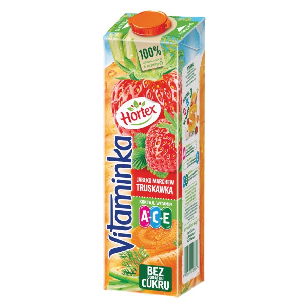 Nước Ép Hortex Vitaminka Cà Rốt Táo Dâu Hộp 1L