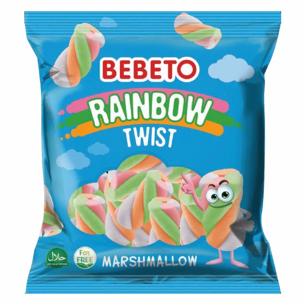 Kẹo Xốp Bebeto Hình Xoắn Cầu Vồng Gói 60G