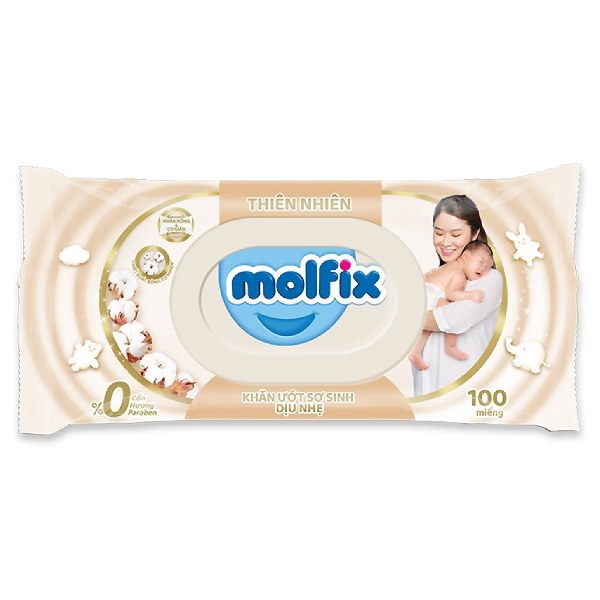 Khăn Ướt Sơ Sinh Molfix Dịu Nhẹ Gói 100 Miếng