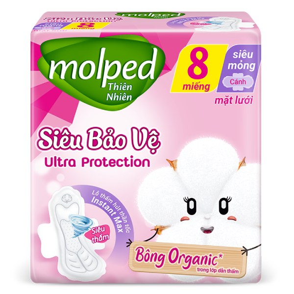 Băng Vệ Sinh Molped Mặt Lưới Siêu Mỏng Cánh 8 Miếng