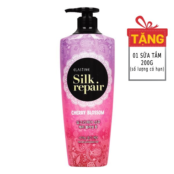 Dầu Gội Elastine Silk Repair Cherry Blossom 550Ml