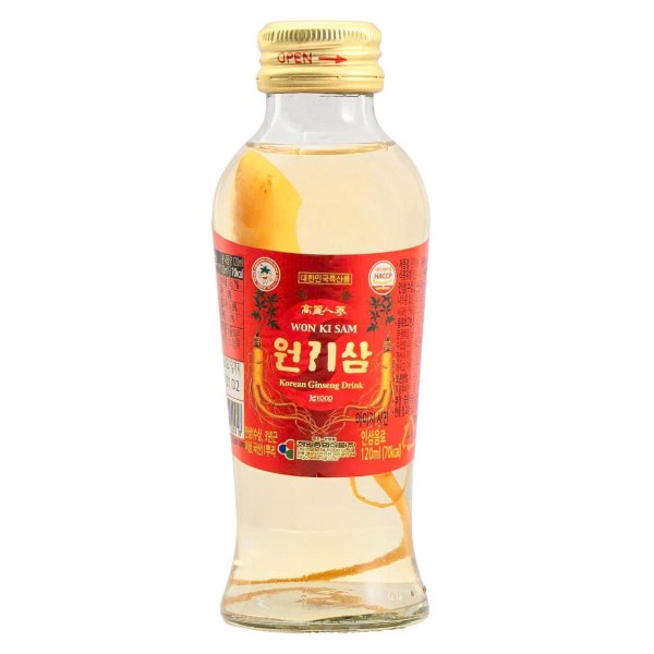 Nước Hồng Sâm Hàn Quốc Có Củ Wonkisam Có Đường Chai 120Ml