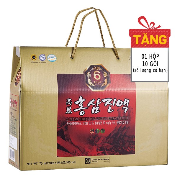 Hộp Quà Nước Hồng Sâm 6 Năm Tuổi Hàn Quốc 30Gói*70Ml