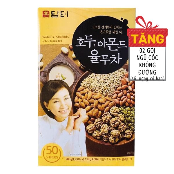 Bột Ngũ Cốc Damtuh Hạt Óc Chó Hạnh Nhân Ý Dĩ Hộp 50 Gói*18G