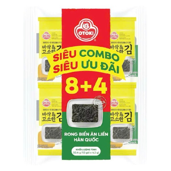 Lốc 8+4 Rong Biển Ăn Liền Otoki Tẩm Gia Vị 4.2G