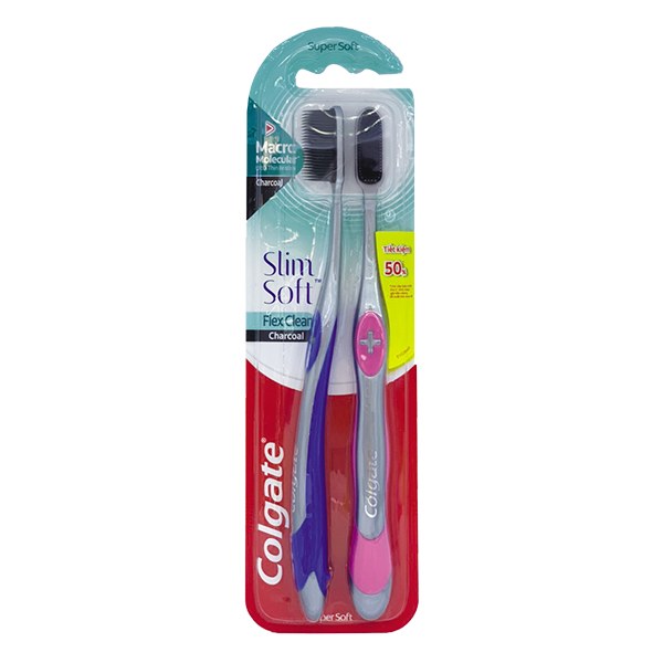 Bộ 2 Bàn Chải Đánh Răng Colgate Slimsoft Charcoal	