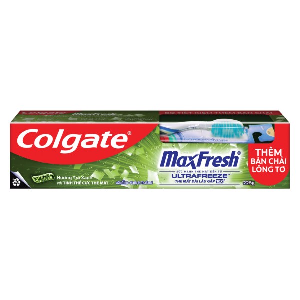 Bộ Đôi Bàn Chải Đánh Răng Và Kem Đánh Răng Colgate Maxfresh Trà Xanh 225G
