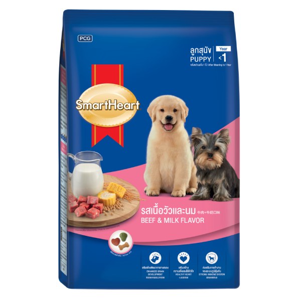 Thức Ăn Cho Chó Con SmartHeart Vị Bò & Sữa Túi 2.7Kg