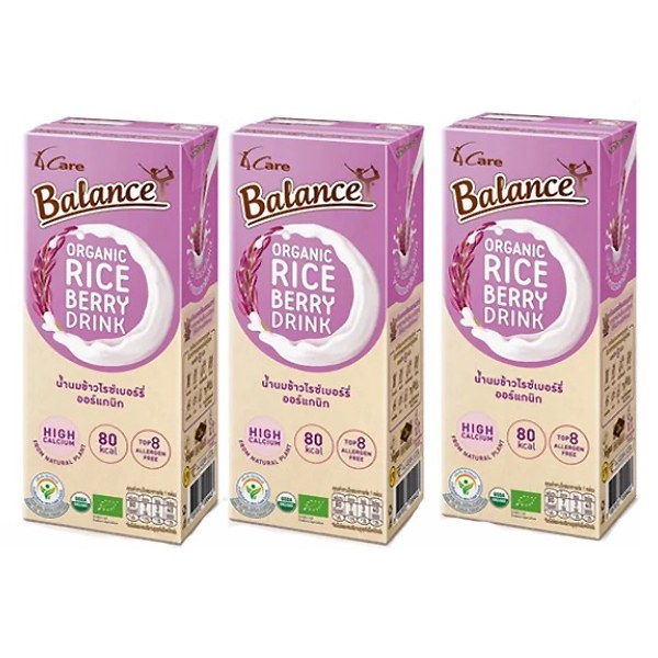 Lốc 3 Sữa Gạo Tím Hữu Cơ Balance Hộp 180Ml