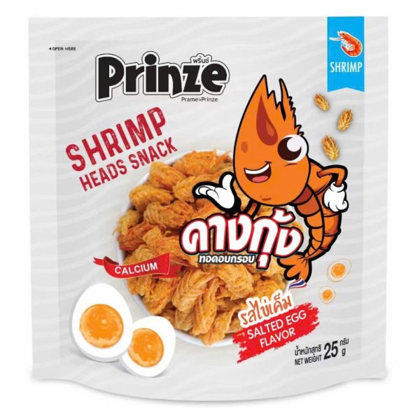 Snack Đầu Tôm Prinze Vị Trứng Muối Gói 25G