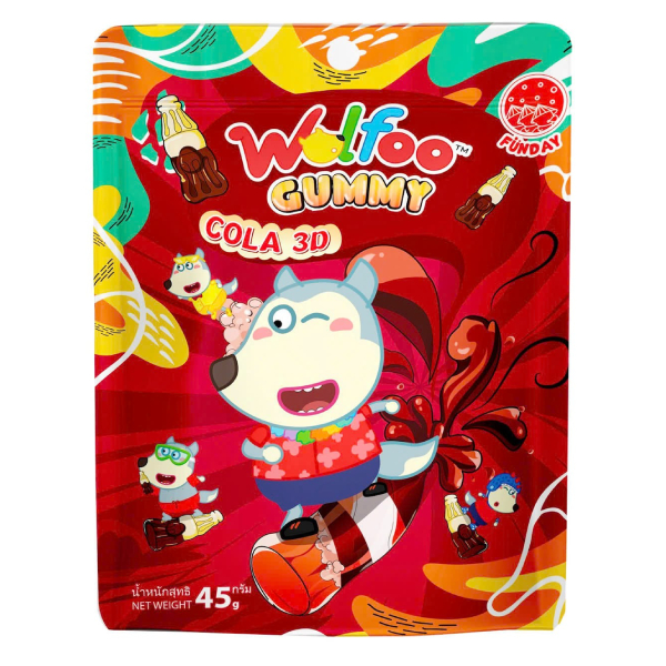Kẹo Dẻo Wolfoo Có Nhân Vị Cola Gói 45G