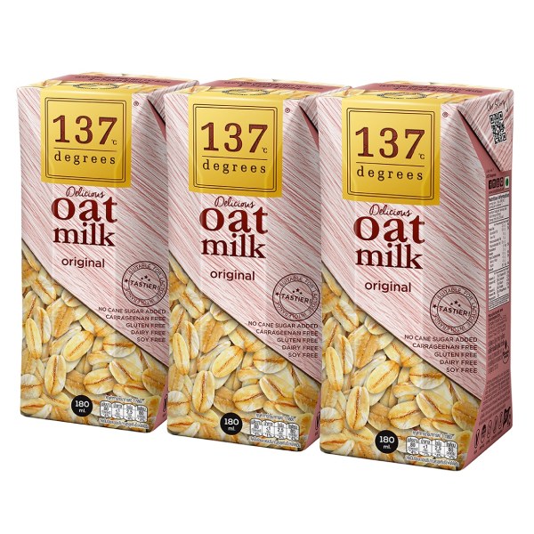 Lốc 3 Sữa 137 Degrees Yến Mạch Nguyên Chất Hộp 180Ml