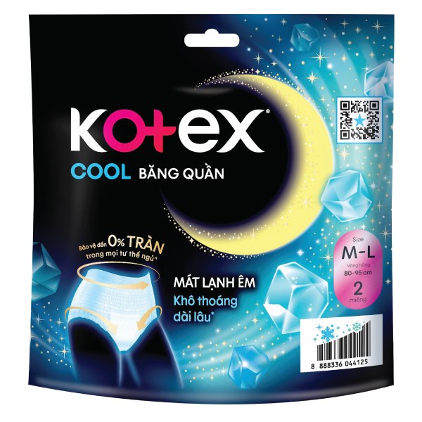 Băng Vệ Sinh Quần Kotex Ban Đêm Cool Size M-L Gói 2 Miếng