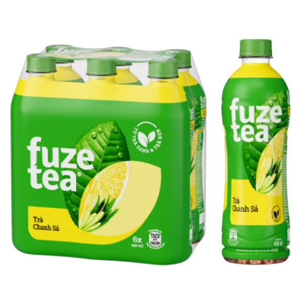 Lốc 6 Trà Fuzetea Chanh Sả Chai 450Ml