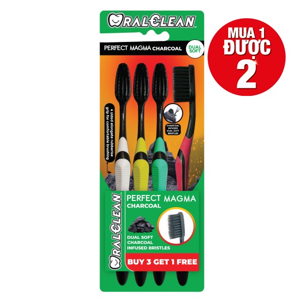Bộ 4 Bàn Chải Đánh Răng Oral Clean Dual Soft Than Hoạt Tính