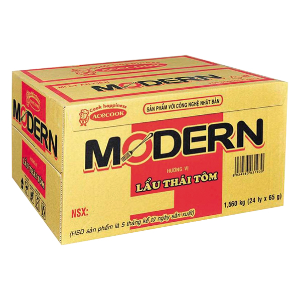 Mì Ly Modern Lẩu Thái Tôm Thùng 24 Ly 67G