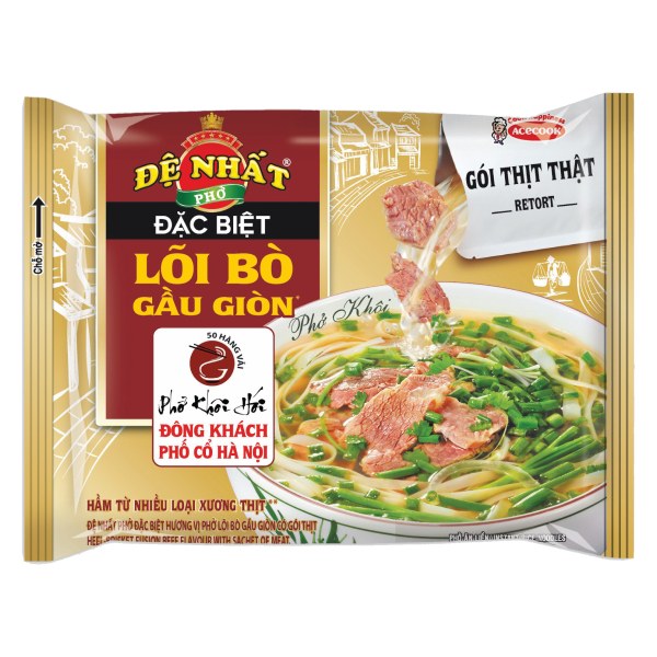 Phở Đệ Nhất Đặc Biệt Lõi Bò Gầu Giòn Có Thịt Thật Gói 108G