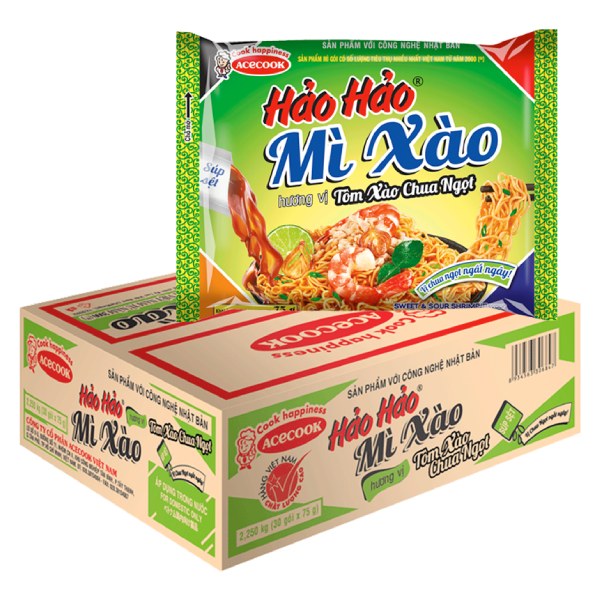 Mì Hảo Hảo Xào Vị Tôm Xào Chua Ngọt Thùng 30 Gói 75G