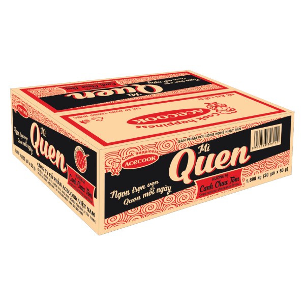 Mì Quen Acecook Canh Chua Tôm Thùng 30 Gói 63G