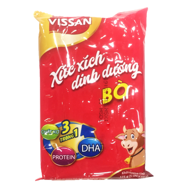 Xúc Xích Tiệt Trùng Dinh Dưỡng Vissan DHA Bò Gói 5*35G