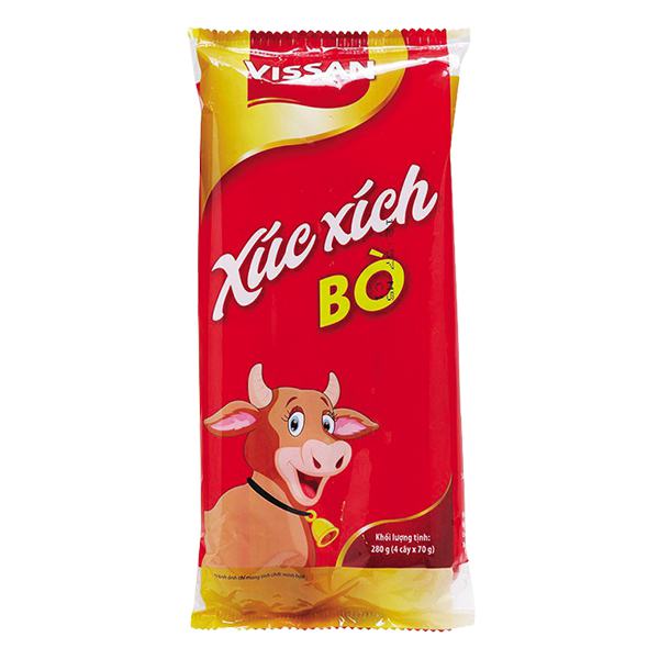 Xúc Xích Tiệt Trùng Vissan Bò Gói 70G*4 Cây