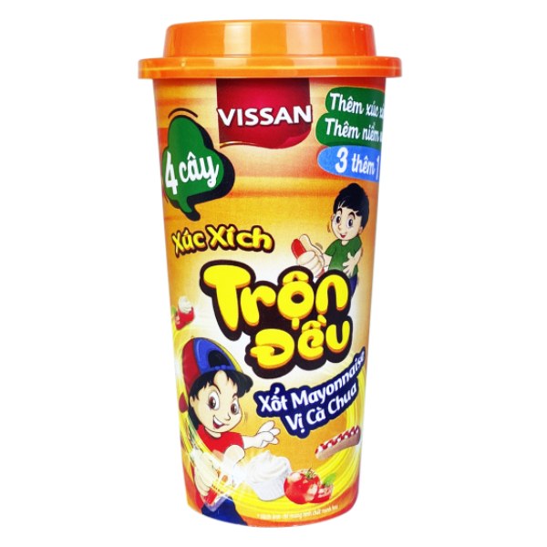 Xúc Xích Vissan Trộn Đều Xốt Mayonnaise Vị Cà Chua Ly 62G