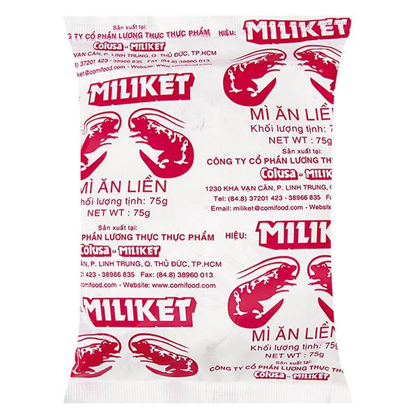 Mì Miliket Trắng 2 Tôm 75G 
